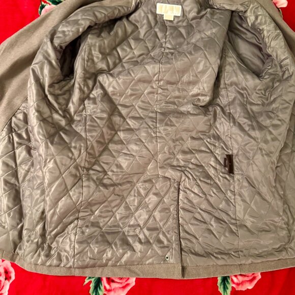 Michael Kors Delta Wool-Blend Faux-Leather-Trim Peacoat Men’s Large Brown - Picture 13 of 16